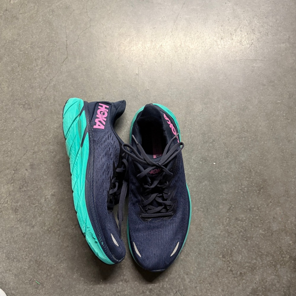 Hoka Clifton 8 Navy Teal Pink Running Shoes Womens Size 7.5 1119394-BMTL